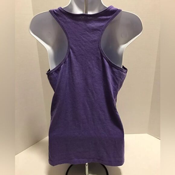 Freeze Jrs Purple Floral Tropical "NYC" Sleeveless Workout Yoga Tank Top - Sz L - Picture 2 of 6